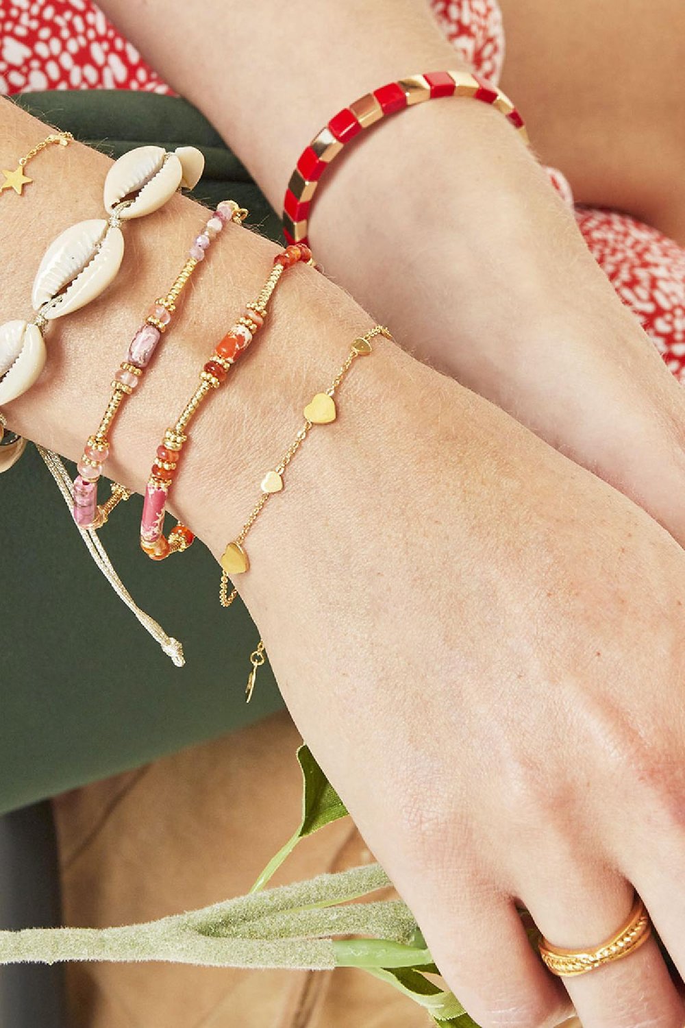 Bracelet Row Coins Stars Couleur or Acier inoxydable h5Image2